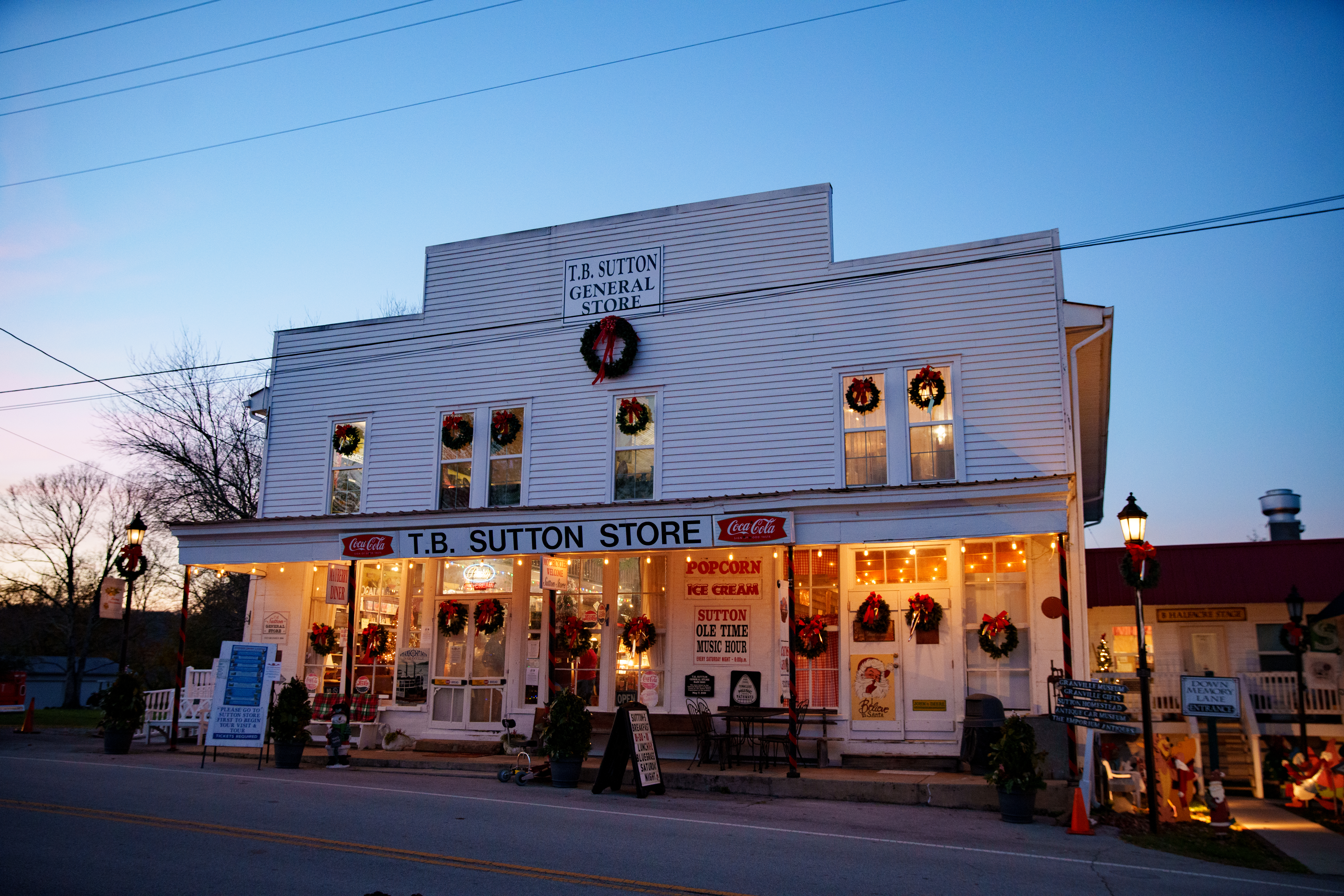 General Sutton Store all dressed for the holidays in Granville TN