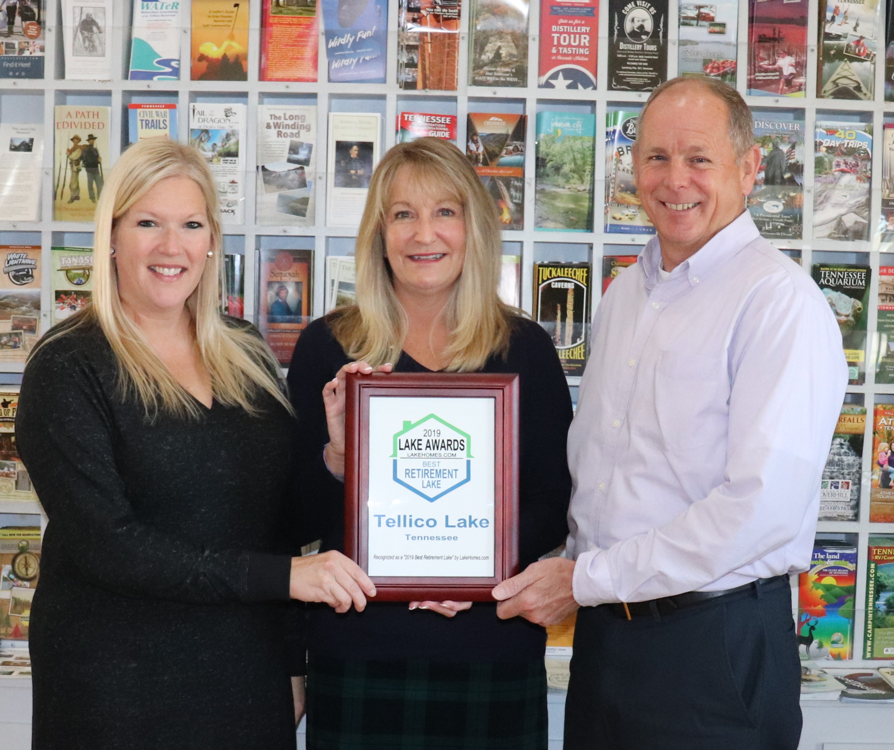 Rachel Baker, Director of Tourism for Visit Loudon County; Karen Packett of Lake Homes Realty Listing/Selling Broker on Tellico Lake and Fort Loudoun Lake; Rodney Grugin, President of Loudon County Chamber of Commerce