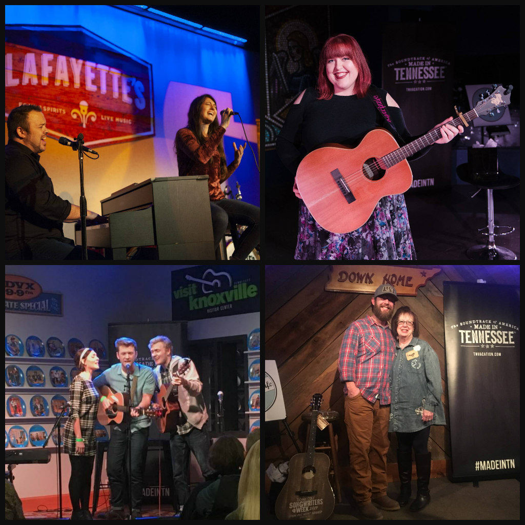 Clockwise from top left: Shara Matlock & Austin Carroll, Katrina Barclay, Seth Thomas (pictured with his mother), Travis Bigwood & the Lonesome Doves)