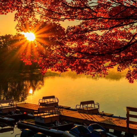 A sunset over Lake Lindsey at David Crockett State Park in Lawrenceburg, Tenn. 