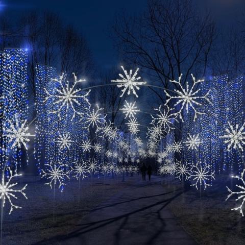 A light-filled winterscape walkway is one of 20 new light displays visitors can experience during this year’s Winterfest celebration in Pigeon Forge, Tennessee. Photo: Universal Concepts